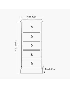 Loft Blue Multicoloured Pine Wood 5 Drawer Unit