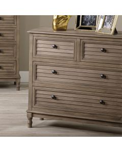 Ashwell Taupe Pine Wood 4 Drawer Unit