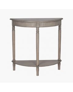 Heritage Taupe Pine Wood Half Moon Console Table