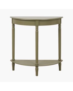 Heritage Olive Pine Wood Half Moon Console Table