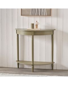 Heritage Olive Pine Wood Half Moon Console Table