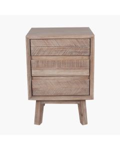 Kalmar Sand Wash Acacia Wood 3 Drawer Bedside Unit