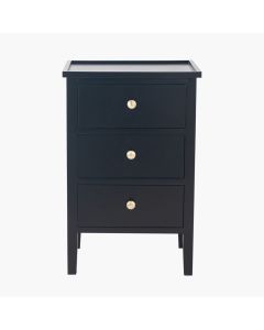 Chelmsford Satin Black Pine Wood 3 Drawer Unit