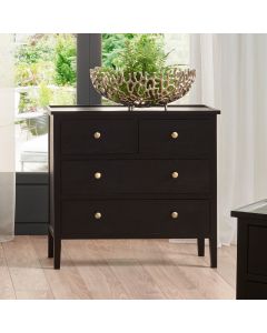 Chelmsford Satin Black Pine Wood 4 Drawer Unit