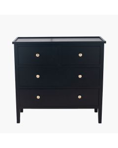 Chelmsford Satin Black Pine Wood 4 Drawer Unit