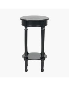 Heritage Black Pine Wood Round Accent Table