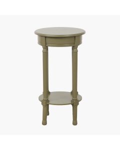 Heritage Olive Pine Wood Round Accent Table