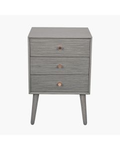 Chaya Dark Grey Pine Wood 3 Drawer Bedside Table