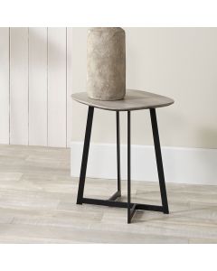 Ukiah Grey Oak Veneer and Black Metal Side Table