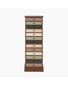 Loft Sage Multicoloured Pine Wood 13 Drawer Unit