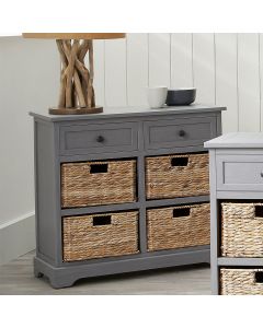 Devonshire Grey Pine Wood 2 Drawer 4 Basket Unit