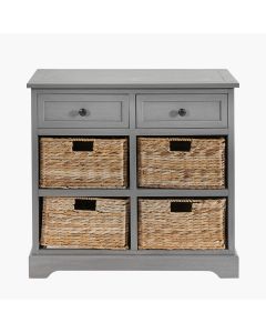 Devonshire Grey Pine Wood 2 Drawer 4 Basket Unit