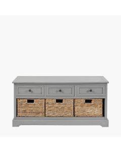 Devonshire Grey Pine Wood 3 Drawer 3 Basket Unit