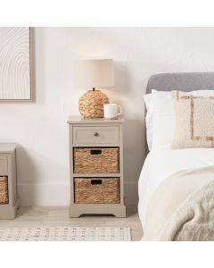 Devonshire Putty Pine Wood 1 Drawer 2 Basket Unit