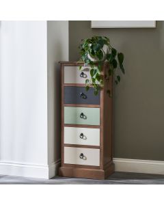 Loft Sage Multicoloured Pine Wood 5 Drawer Unit