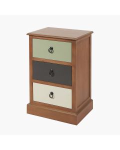 Loft Sage Multicoloured Pine Wood 3 Drawer Unit