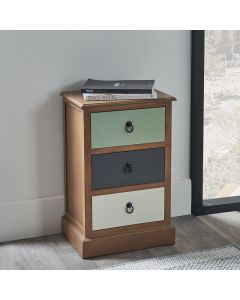 Loft Sage Multicoloured Pine Wood 3 Drawer Unit