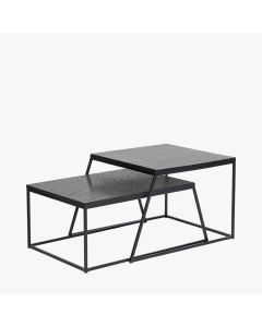 Mashiko S/2 Black Ash Veneer and Black Metal Coffee Tables