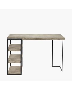 Jersey Concrete Effect Wood Veneer and Black Metal Desk