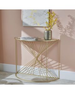 Liberty Glass and Gold Metal Half Moon Console Table