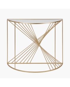 Liberty Glass and Gold Metal Half Moon Console Table