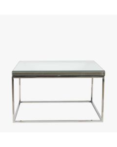 Elysee Mirrored Glass and Silver Metal Square Coffee Table