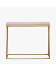 Madison Beige Granite and Burnished Gold Metal Console Table