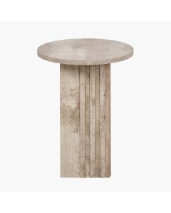 Elkton Concrete Effect Wood Veneer Groove Detail Side Table