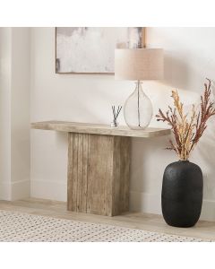 Elkton Concrete Effect Wood Veneer Groove Detail Console Table