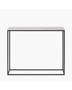 Kalani White Marble and Black Metal Rectangular Console Table