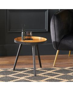 Hammond Natural and Black Pine Wood Side Table