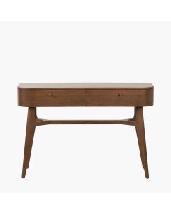 Elias Dark Ash Wood Retro 2 Drawer Console Table