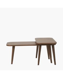 Elias Dark Ash Wood Retro Set of 2 Coffee Tables