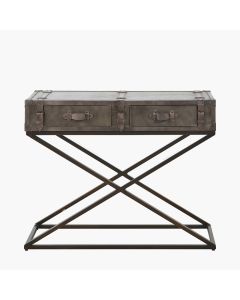 Adriano Peppercorn Leather Console Table