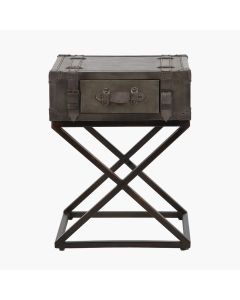 Adriano Peppercorn Leather Side Table