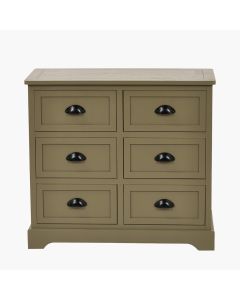 Croft Olive Pine Wood 6 Drawer Unit
