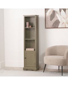 Croft Olive Pine Wood Slim 1 Door 3 Shelf Unit