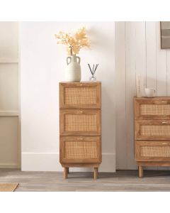 Henrik Natural Rattan 3 Drawer Tall Unit