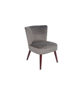 Dove Grey Velvet Retro Cocktail Chair with Walnut Effect Legs