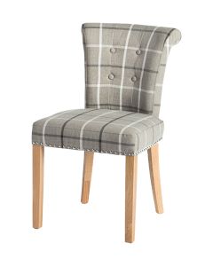 Castle Dining Chair (Moy Grey Check Fabric,  Natural Oak Leg)