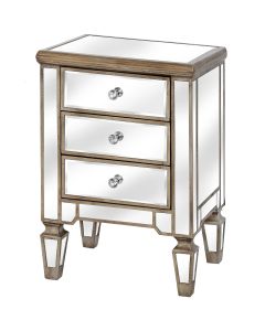 The Belfry Collection Three Drawer Mirrored Bedside