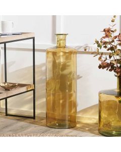 Amber Recycled Glass Bottle Vase Tall