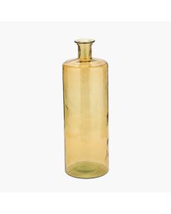 Amber Recycled Glass Bottle Vase Tall