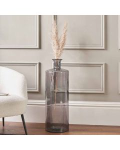 Grey Recycled Glass Bottle Vase Tall