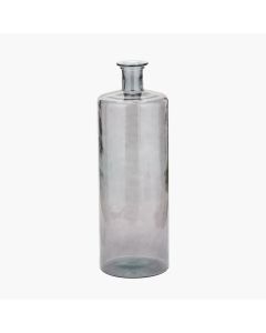 Grey Recycled Glass Bottle Vase Tall