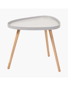 Clarice Light Grey MDF and Natural Pine Wood Teardrop Side Table K/D
