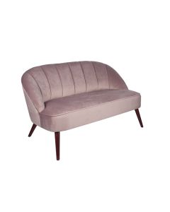 Portofino Blush Pink Velvet Sofa with Walnut Effect Legs