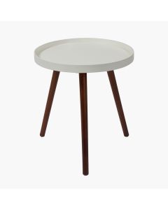 Halston White MDF and Brown Pine Wood Round Table K/D