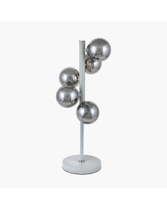 Blair Smoke Glass Ball and Grey Metal Table Lamp