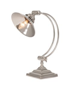 Nickel Metal Arched Arm Task Table Lamp